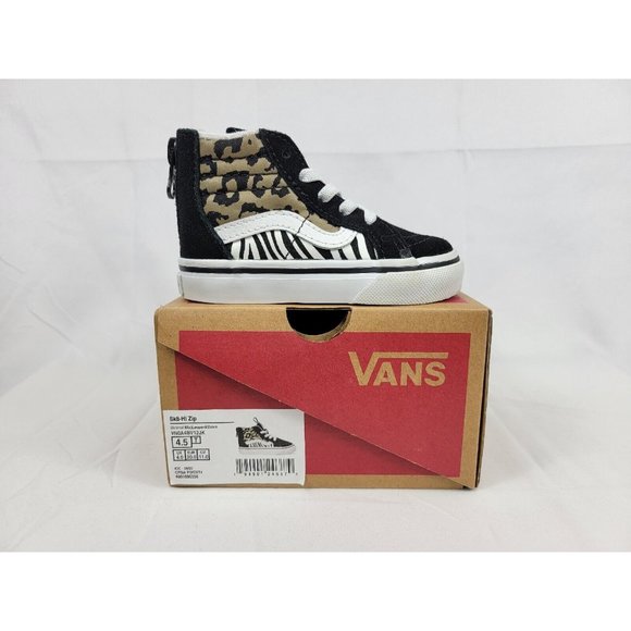 Vans Other - Vans Sk8 Hi Zip Animal Print Shoes Sneakers Baby Toddler Size 4.5 Black 721454